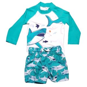 Shark Swim Trunks & Rash Guard